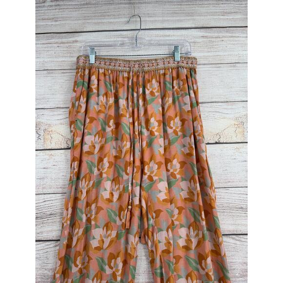 World Market Floral Lounge Pants Women's L Elastic Waist/Drawstring - Picture 4 of 11